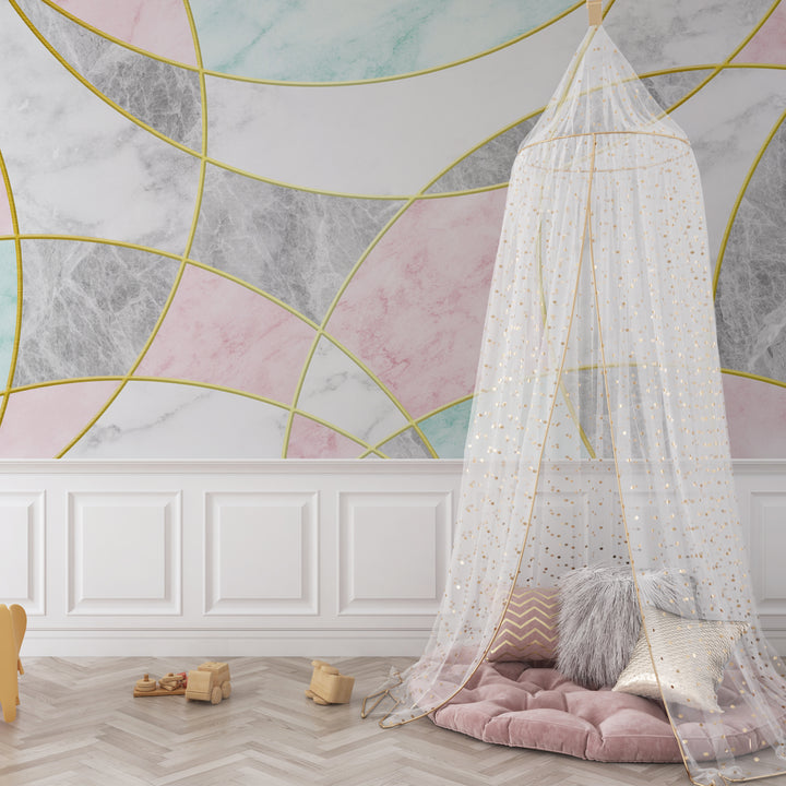 Girls Room Wallpaper, Soft Pastel Baby Girl Nursery Wallpaper, Marble Texture Wallpaper Mural, Peel and Stick Wallpaper Girls Room