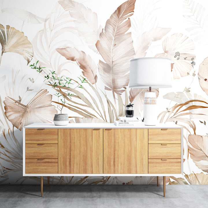 Tropical Boho Wallpaper, Nursery Wallpaper, Palm Leaf Wallpaper, Bathroom Wallpaper, Removable wallpaper, Washroom Wallpaper, Monstera Wallpaper, Nursery Wallpaper, Peel and Stick