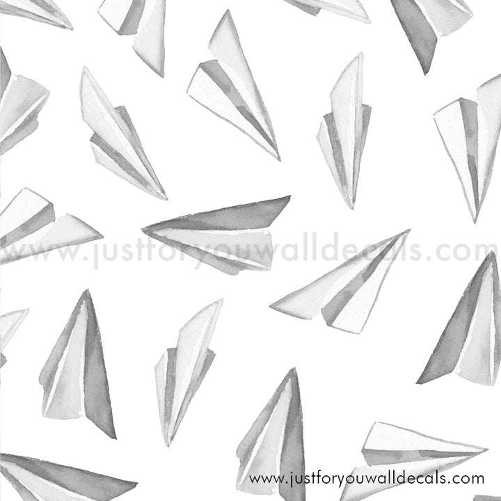 Black and white paper airplane peel and stick wallpaper removable, kids wallpaper