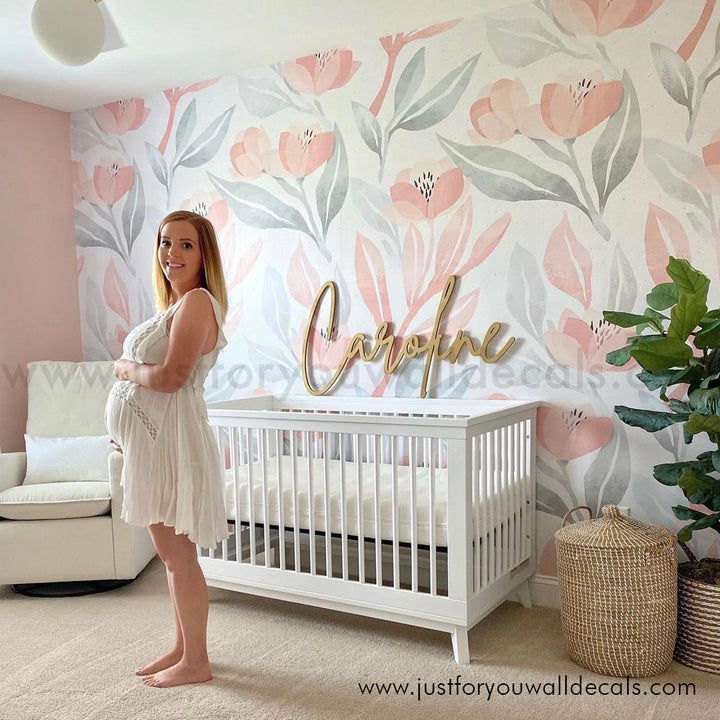 girl nursery floral wallpaper peel and stick 