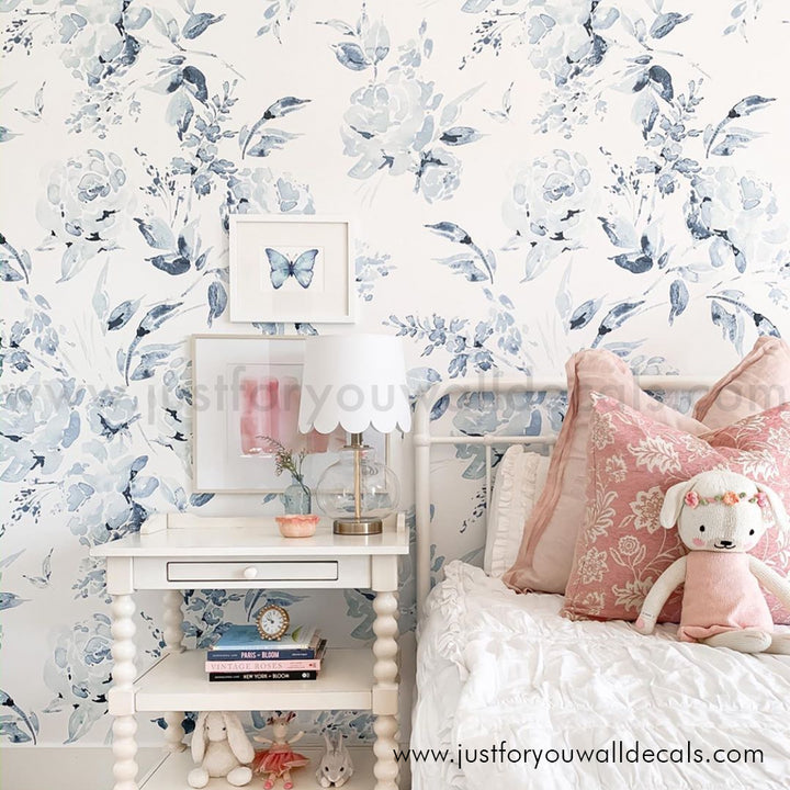 girl nursery floral wallpaper peel and stick