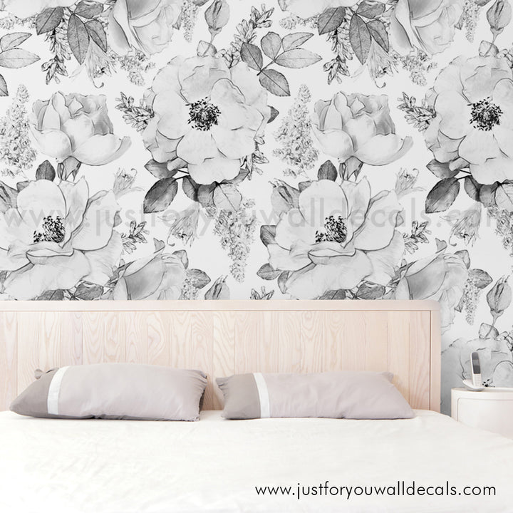 black and white floral wallpaper peel and stick 