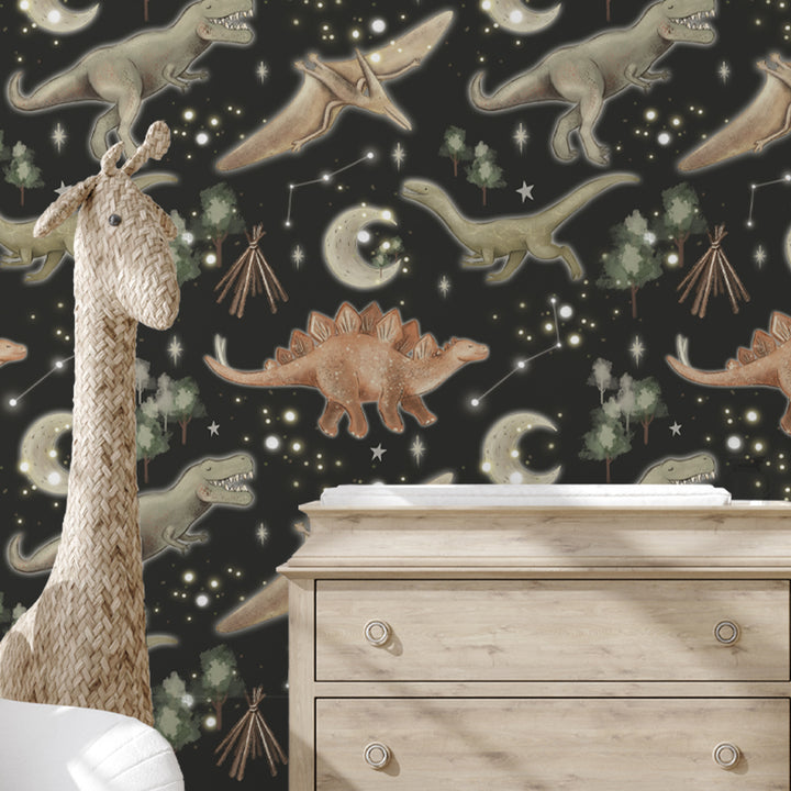 dinosaur peel and stick boys room wallpaper