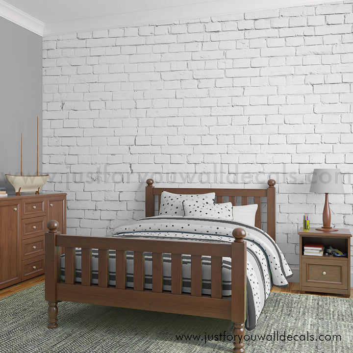 White brick peel and stick wallpaper, boy nursery wallpaper, black and white wallpaper, nursery wallpaper, stone wallpaper peel and stick, removable