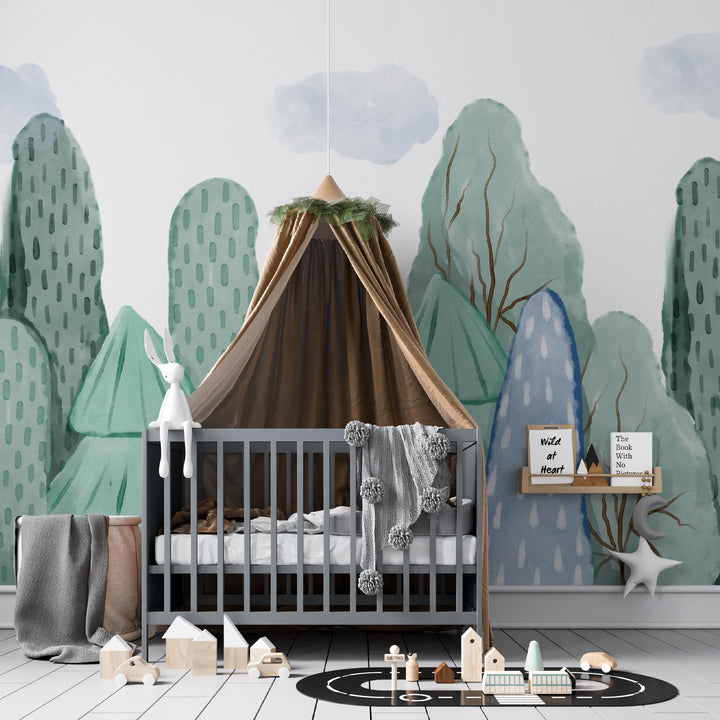 boys room tree nursery wallpaper removable peel and stick