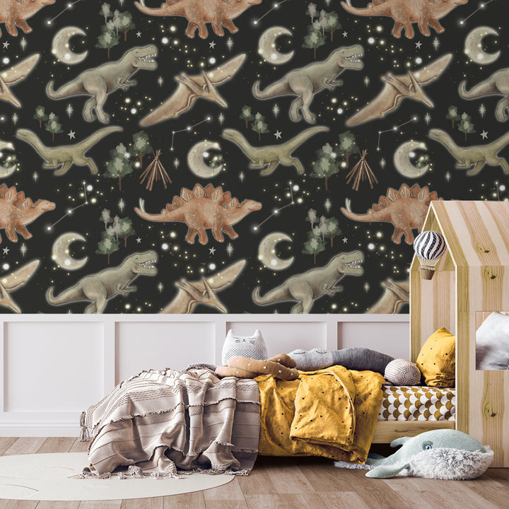 dinosaur peel and stick boys room wallpaper