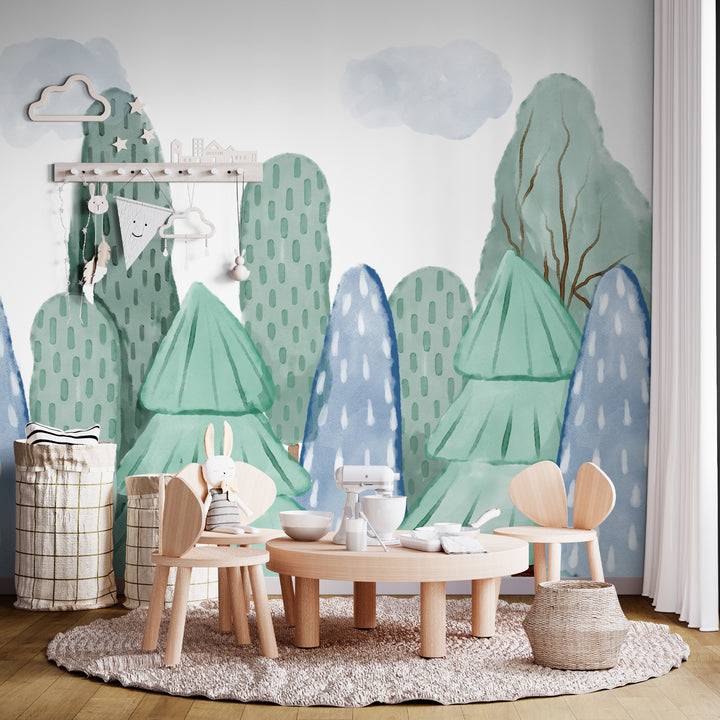 boys room tree nursery wallpaper removable peel and stick