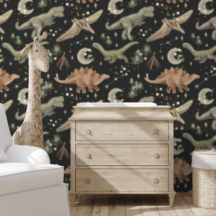 dinosaur peel and stick boys room wallpaper