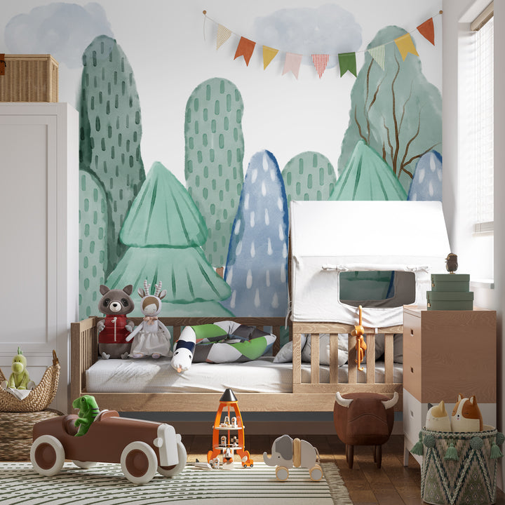 boys room tree nursery wallpaper removable peel and stick