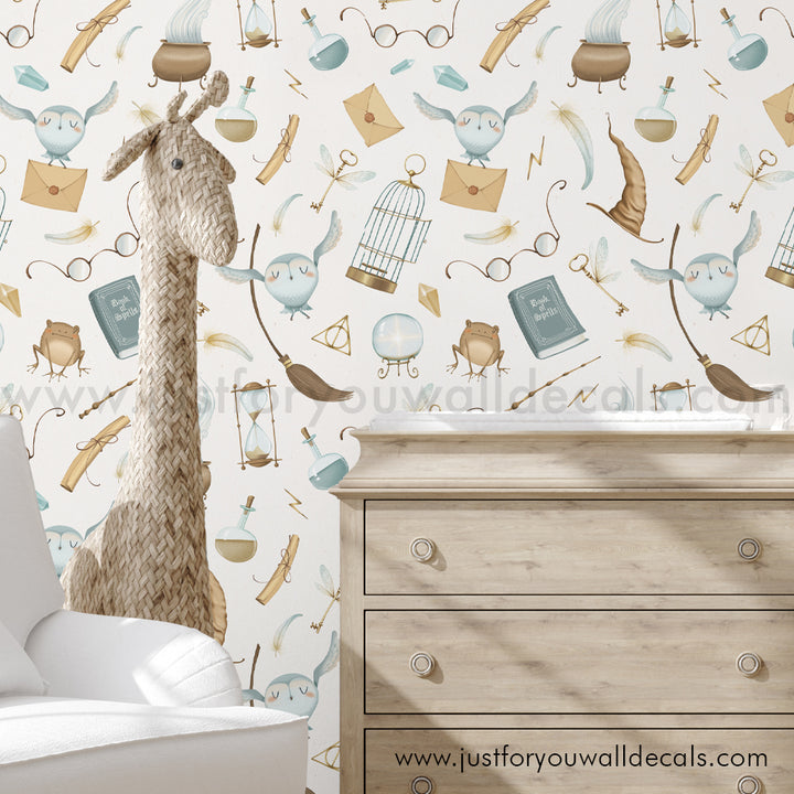 harry potter wallpaper, harry potter peel and stick wallpaper, boy wallpaper, wizard wallpaper, Hogwarts wallpaper, harry potter nursery