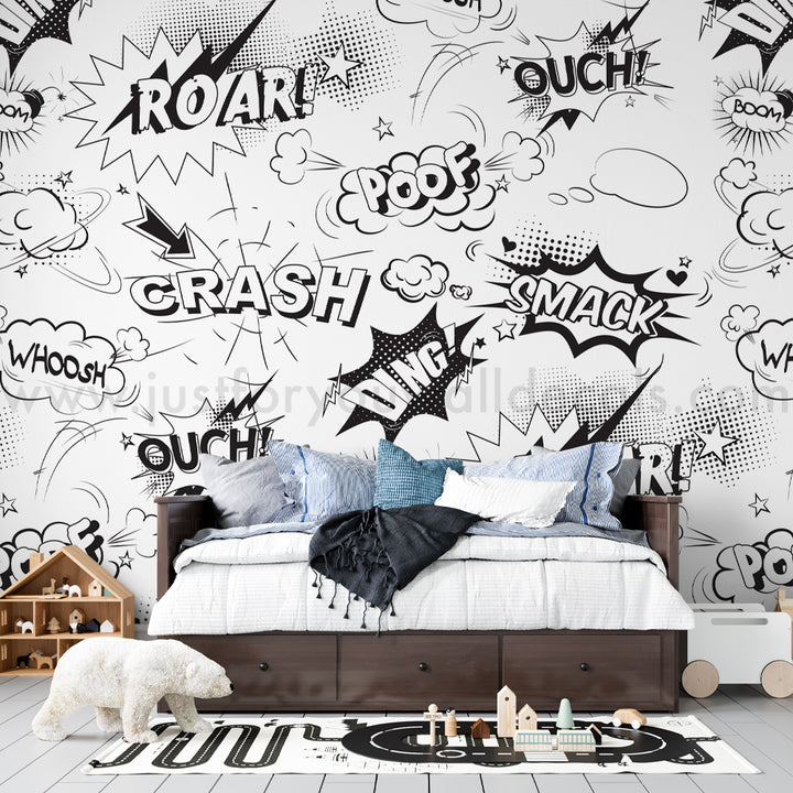 comic book kids nursery peel and stick wallpaper