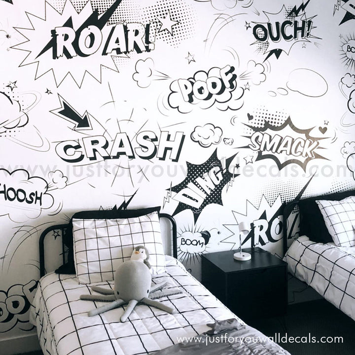 comic book kids nursery peel and stick wallpaper