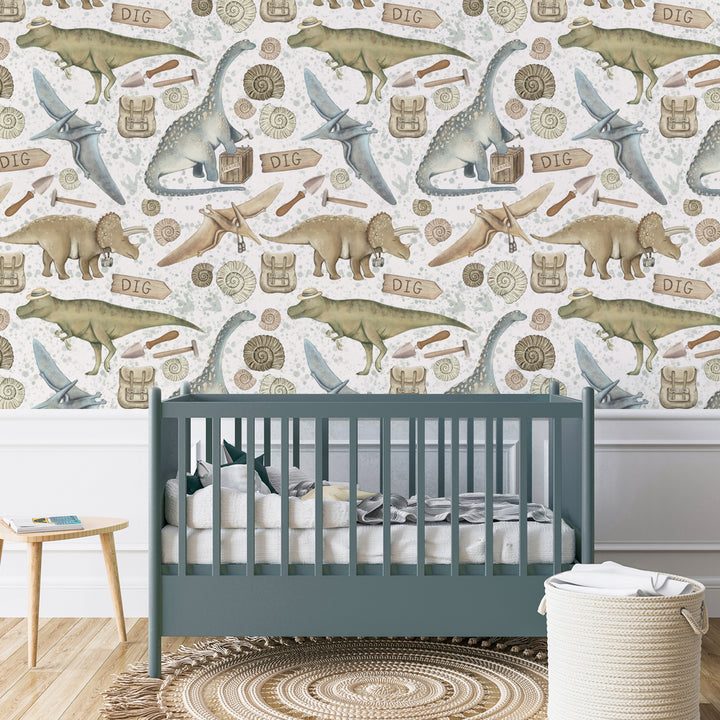 dinosaur peel and stick boys room wallpaper