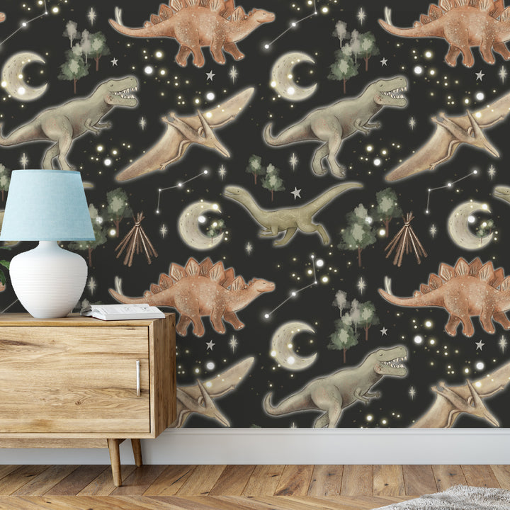 dinosaur peel and stick boys room wallpaper