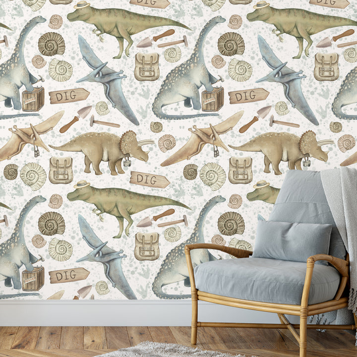 dinosaur peel and stick boys room wallpaper