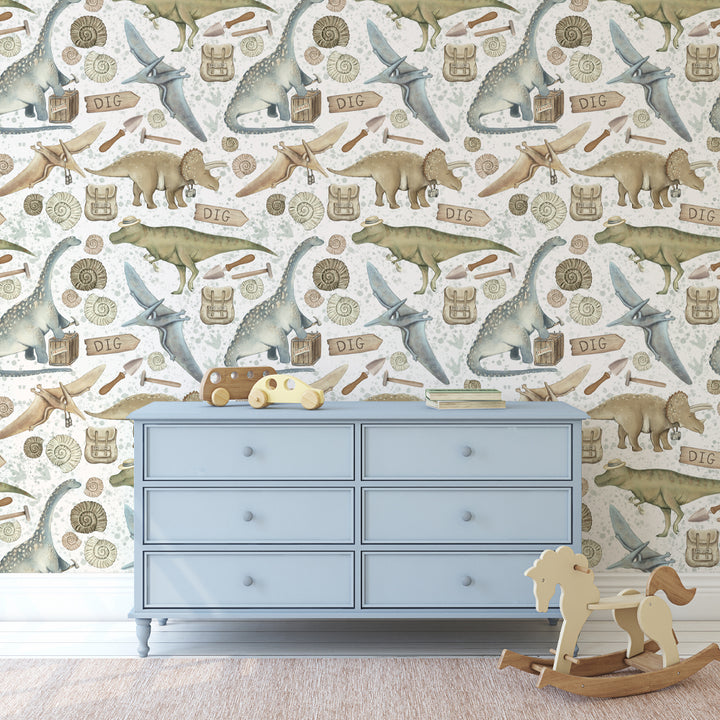 dinosaur peel and stick boys room wallpaper