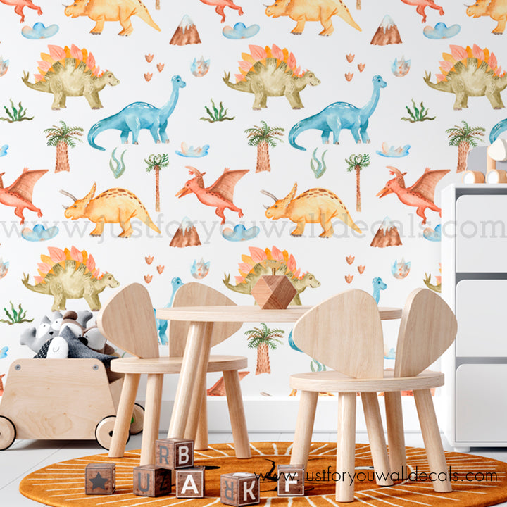 Dino Dinosaur kids wallpaper peel and stick removable