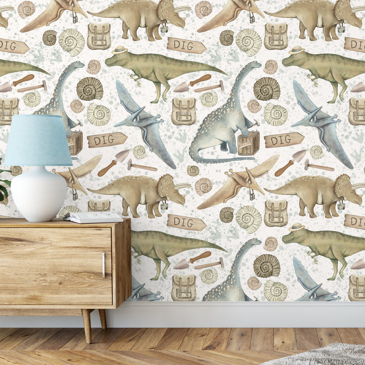 dinosaur peel and stick boys room wallpaper