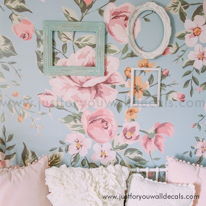 girl nursery room floral wallpaper peel and stick removable