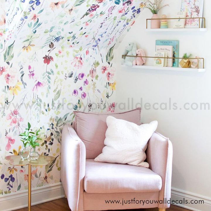 girl nursery floral wallpaper peel and stick