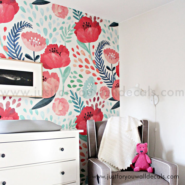 girl nursery floral wallpaper peel and stick 