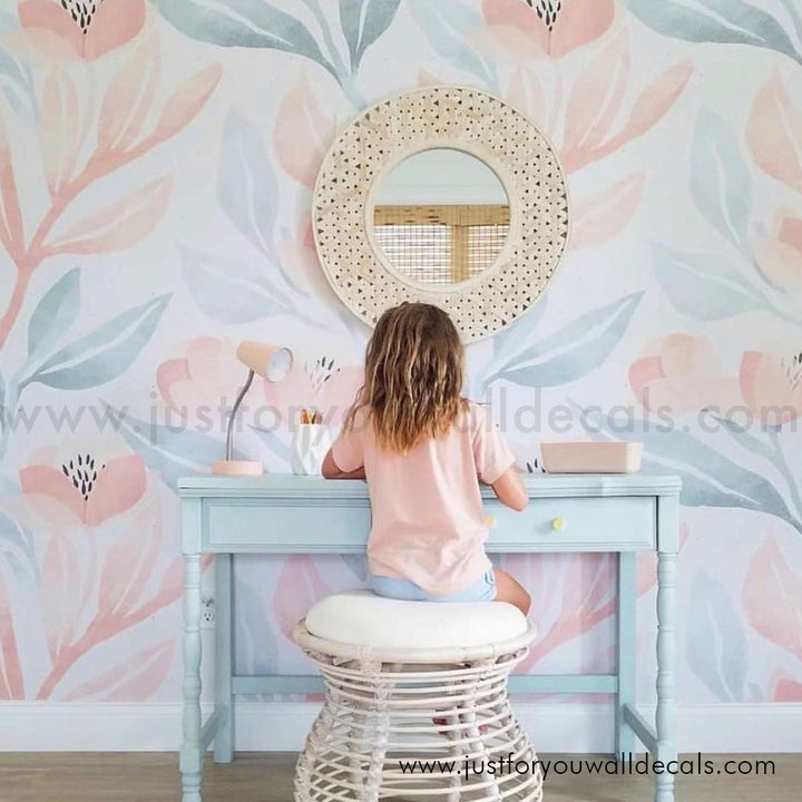 girl nursery floral wallpaper peel and stick 