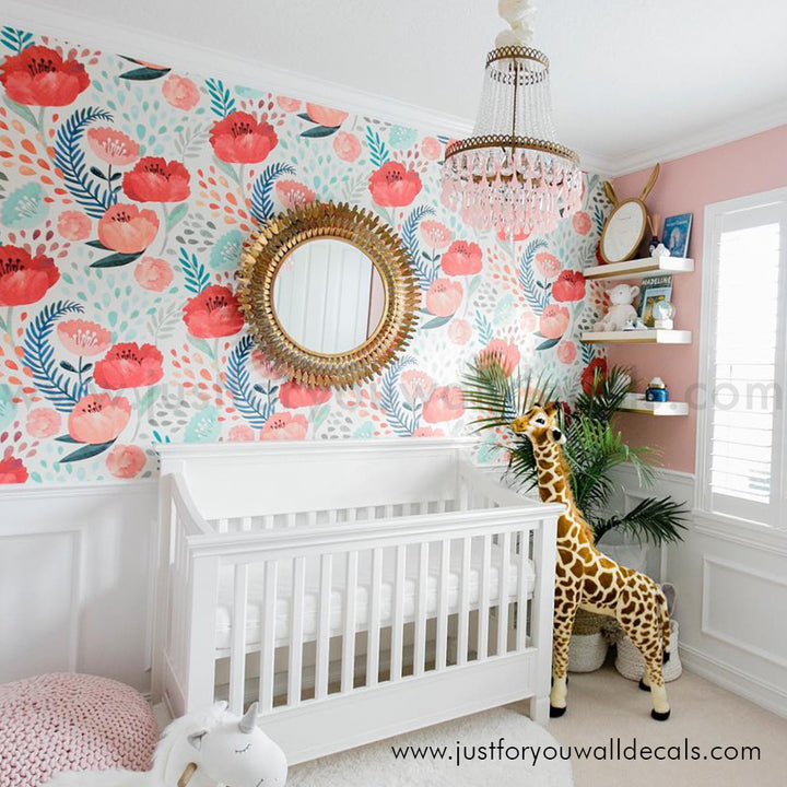 girl nursery floral wallpaper peel and stick 