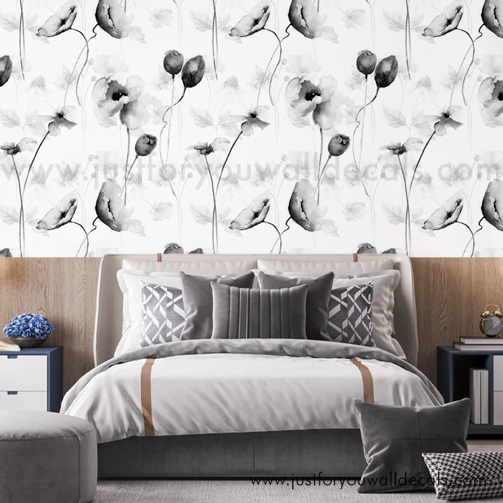 black and white floral wallpaper peel and stick