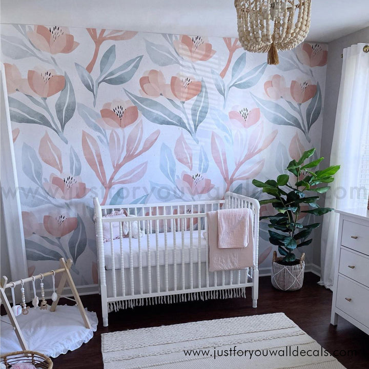 girl nursery floral wallpaper peel and stick 