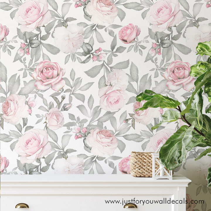 girls nursery room floral wallpaper peel and stick removable