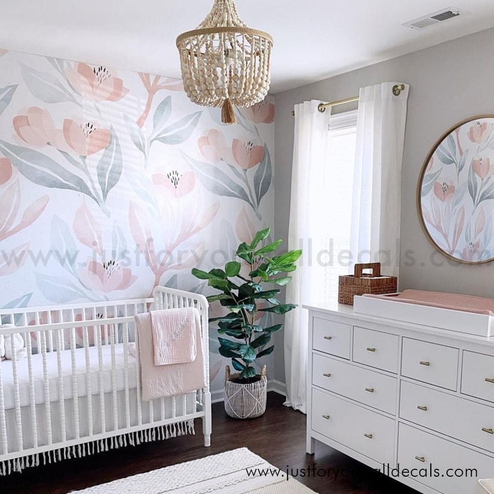 girl nursery floral wallpaper peel and stick 