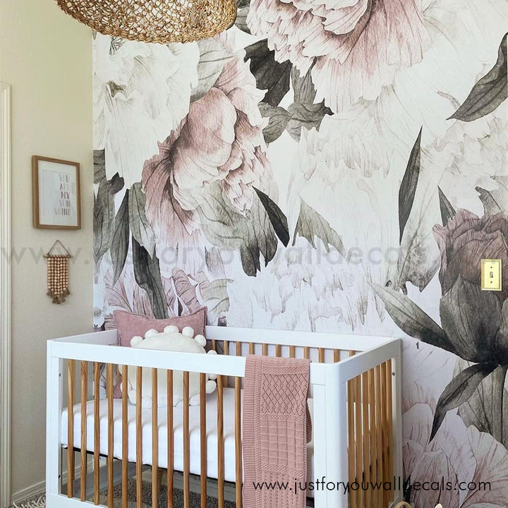 girl nursery floral wallpaper peel and stick