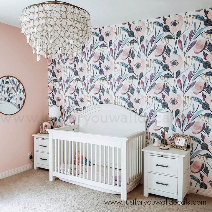 girl nursery floral wallpaper peel and stick 