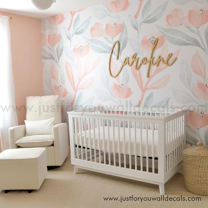 girl nursery floral wallpaper peel and stick 