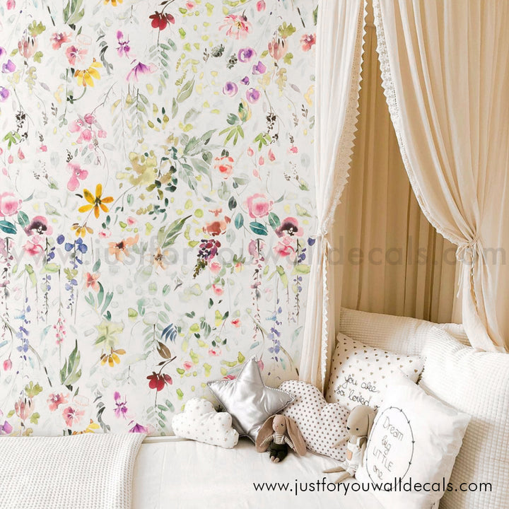 girl nursery floral wallpaper peel and stick