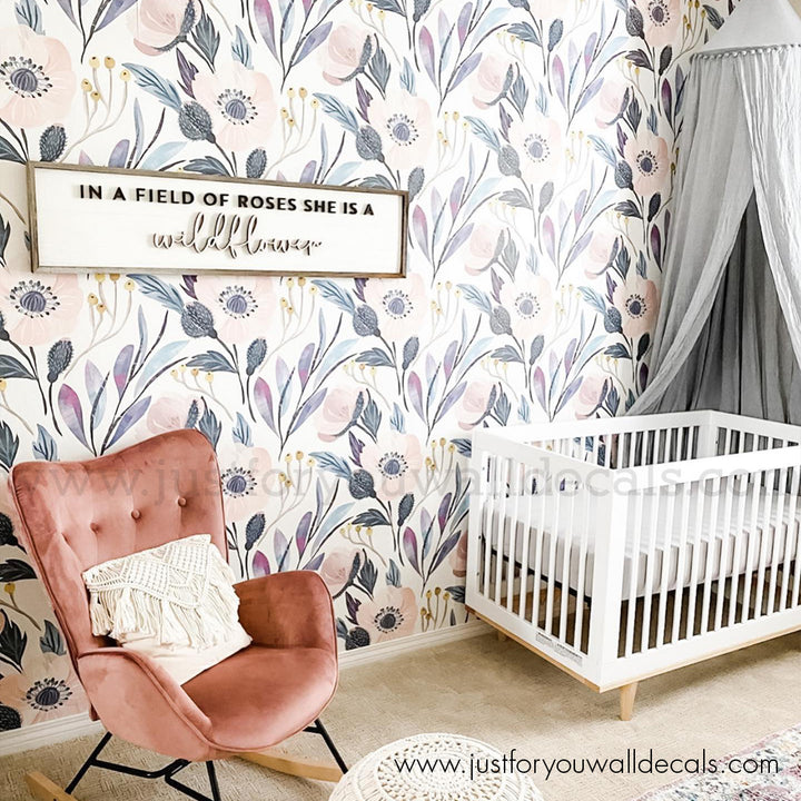 girl nursery floral wallpaper peel and stick 