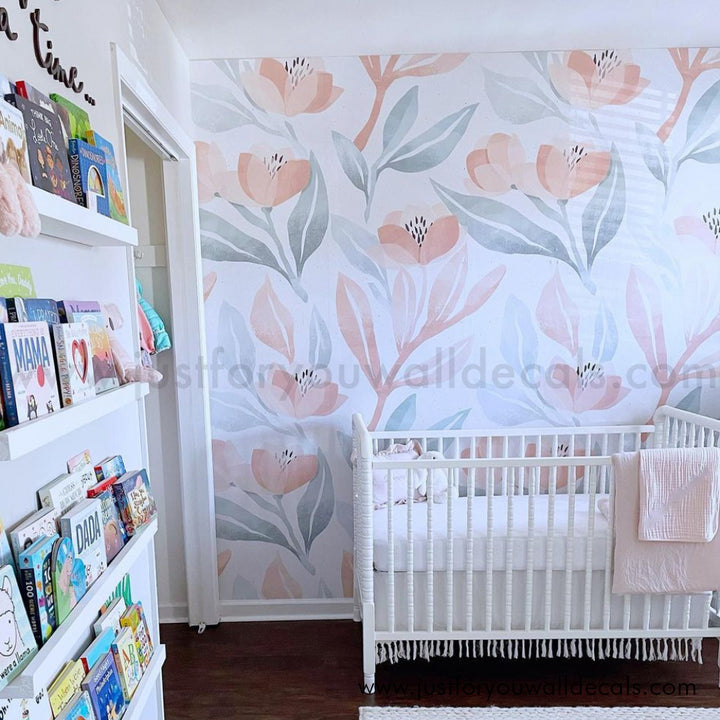 girl nursery floral wallpaper peel and stick 