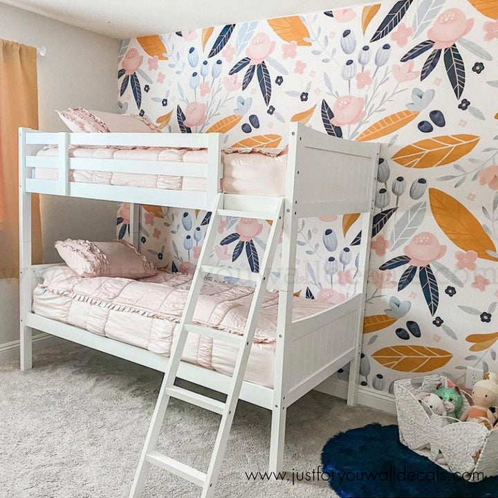 retro boho floral wallpaper peel and stick removable