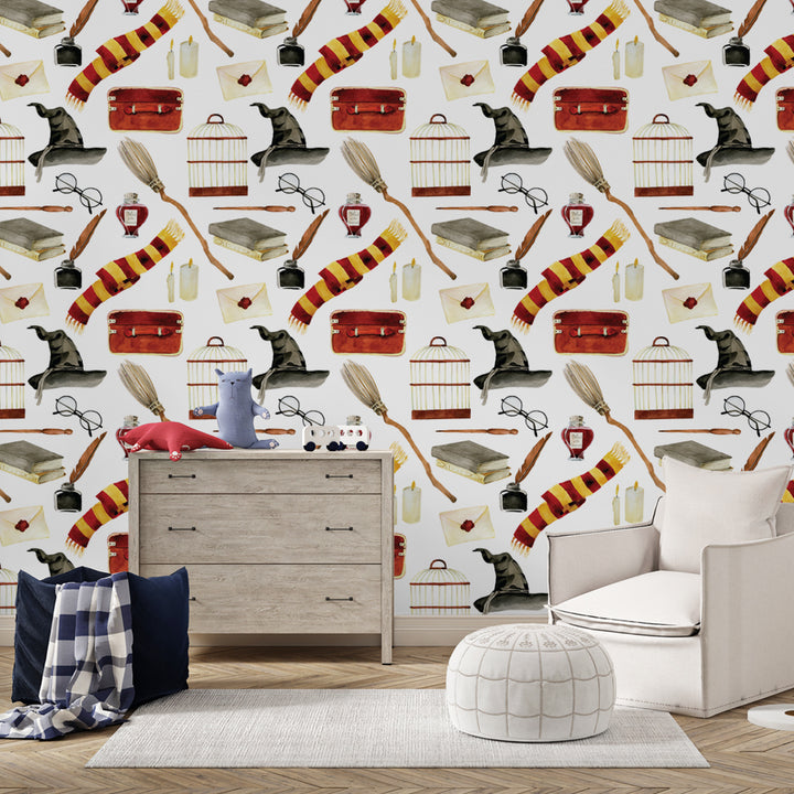 Harry Potter Peel and Stick Wallpaper, Hogwarts Wallpaper, Harry Potter Gryffindors Peel and Stick Removable Wallpaper, Pre-Pasted Wallpaper, Teen Harry Potter Wallpaper