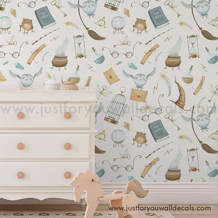 harry potter wallpaper, harry potter peel and stick wallpaper, boy wallpaper, wizard wallpaper, Hogwarts wallpaper, harry potter nursery