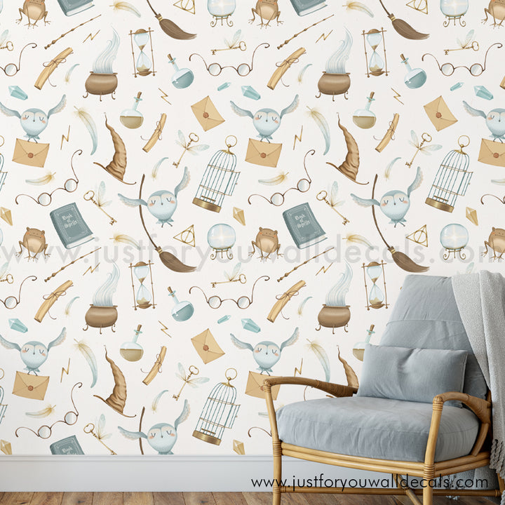 harry potter wallpaper, harry potter peel and stick wallpaper, boy wallpaper, wizard wallpaper, Hogwarts wallpaper, harry potter nursery