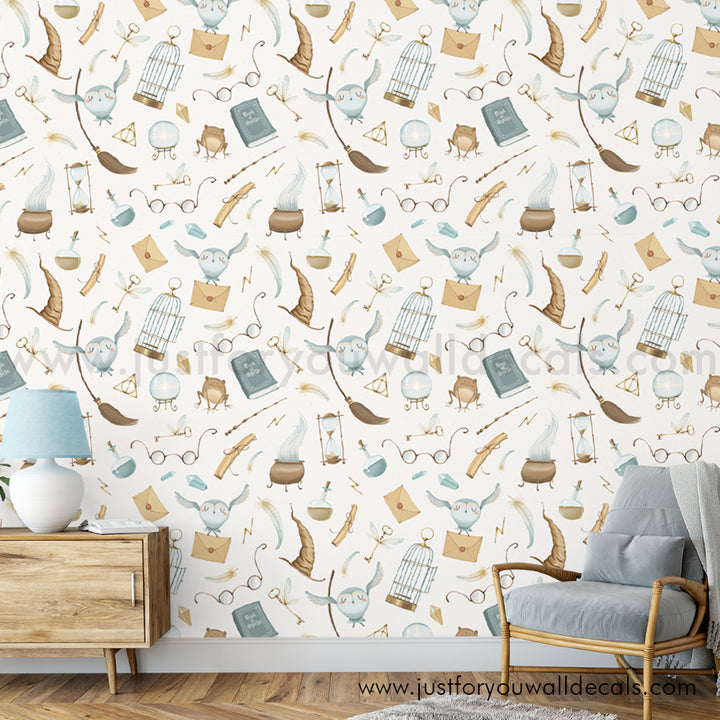 harry potter wallpaper, harry potter peel and stick wallpaper, boy wallpaper, wizard wallpaper, hogwarts wallpaper, harry potter nursery