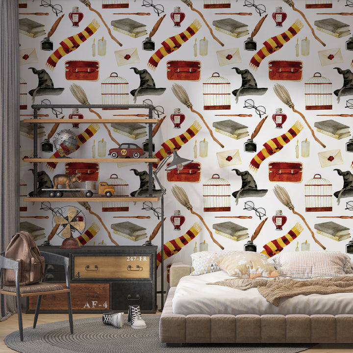 Harry Potter Peel and Stick Wallpaper, Hogwarts Wallpaper, Harry Potter Gryffindors Peel and Stick Removable Wallpaper, Pre-Pasted Wallpaper, Teen Harry Potter Wallpaper