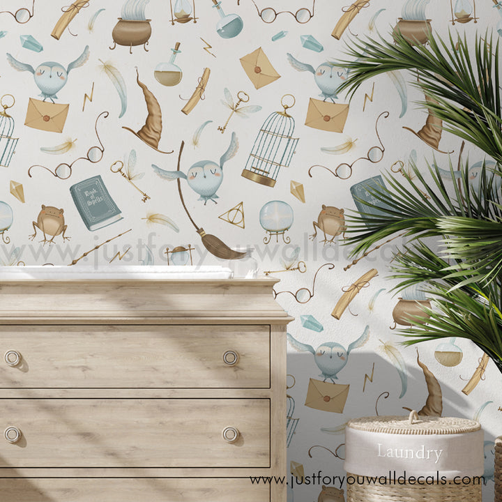 harry potter wallpaper, harry potter peel and stick wallpaper, boy wallpaper, wizard wallpaper, Hogwarts wallpaper, harry potter nursery