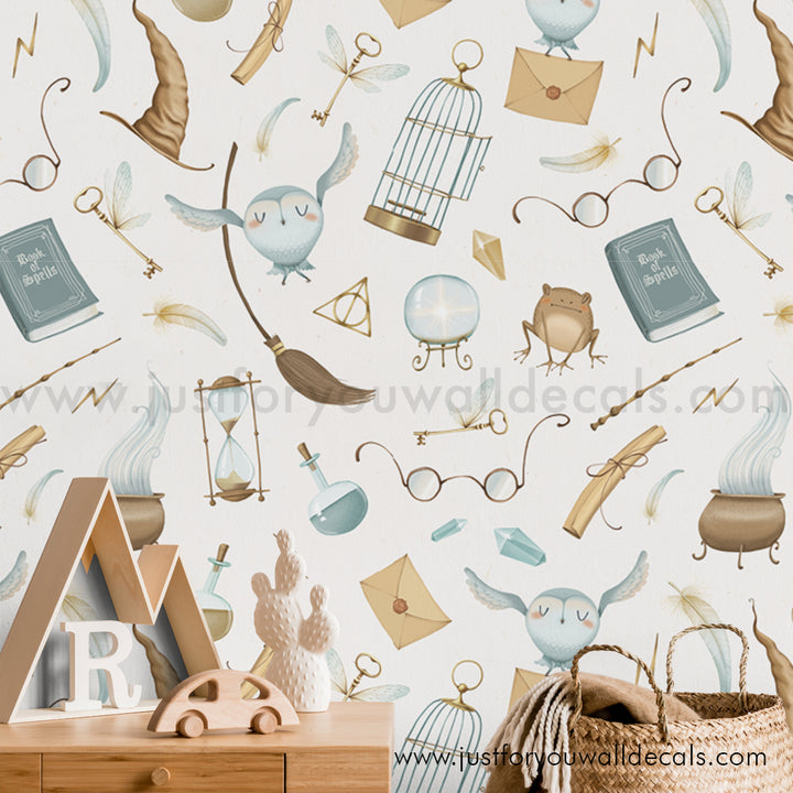 harry potter wallpaper, harry potter peel and stick wallpaper, boy wallpaper, wizard wallpaper, Hogwarts wallpaper, harry potter nursery