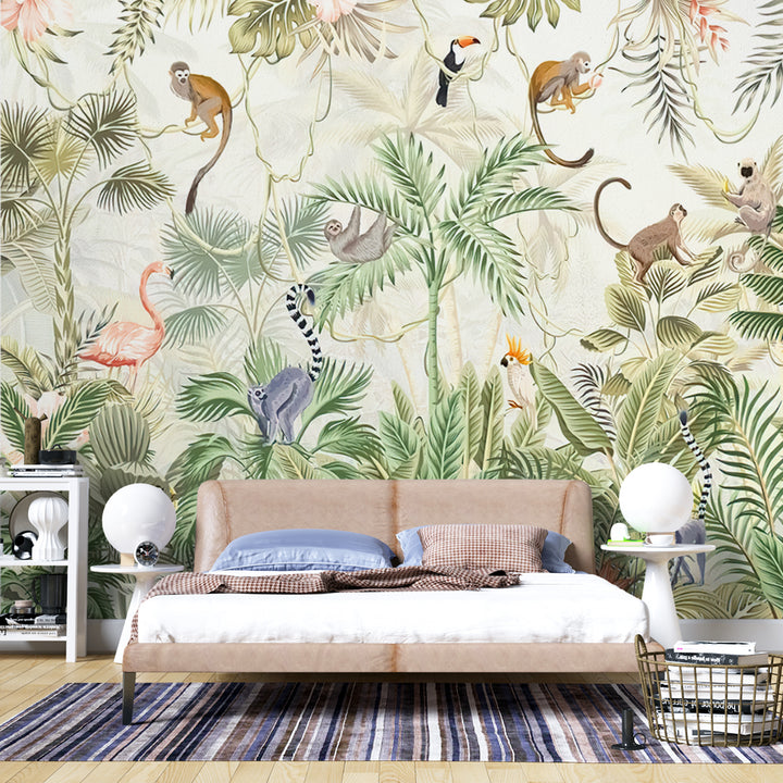 kids nursery safari jungle animal removable peel and stick wallpaper