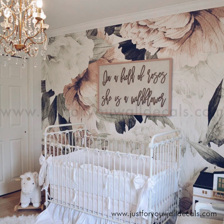 girl nursery floral wallpaper peel and stick