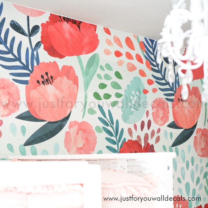 girl nursery floral wallpaper peel and stick 