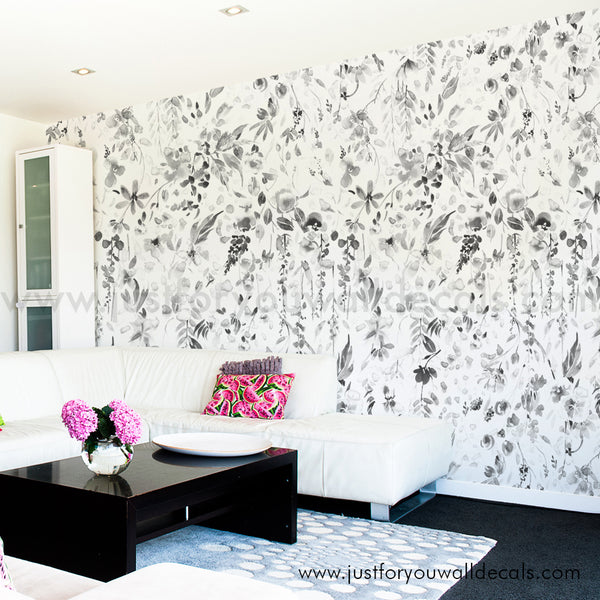 black and white floral wallpaper peel and stick