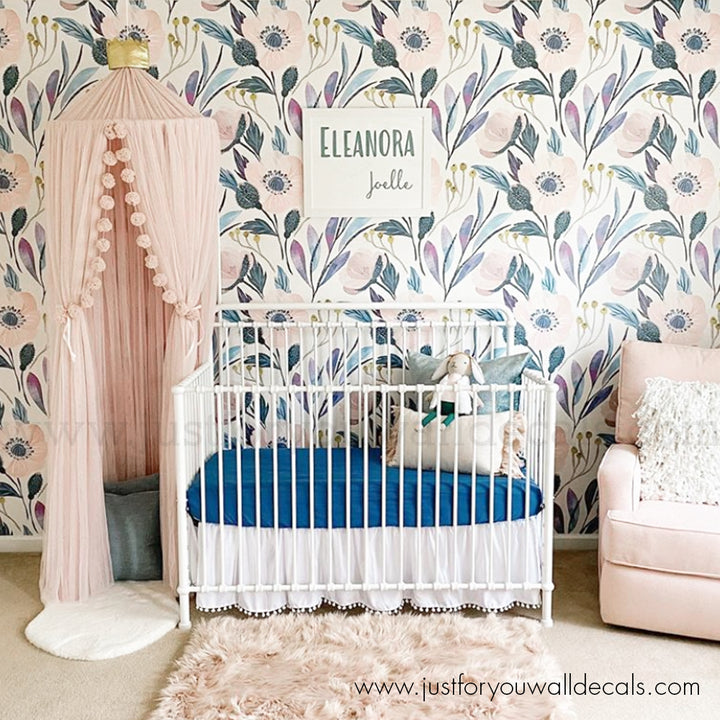 girl nursery floral wallpaper peel and stick 